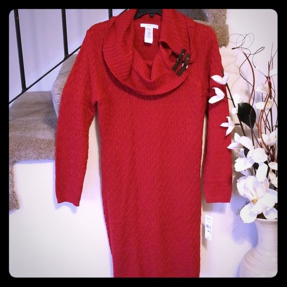 Red cowlneck sweater dress Size Medium. Brand new - Picture 3 of 6